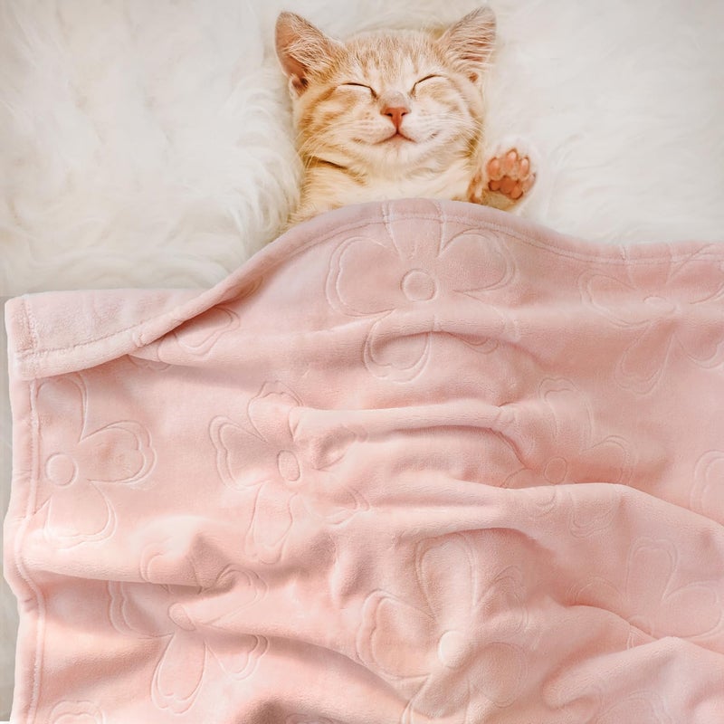 BORITAR Baby Blanket for Girls Ultra Soft Cozy Fleece Baby Blankets, Warm and Lightweight Toddler Blanket with Elegant Floral Printed for Bed Stroller Crib Travel, 30x40 Inch, Pink - Image 4